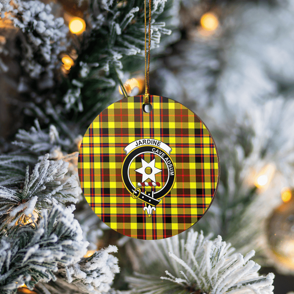Clan Jardine Tartan Crest Round Ceramic Ornament LT29 Jardine Tartan Tartan Christmas   