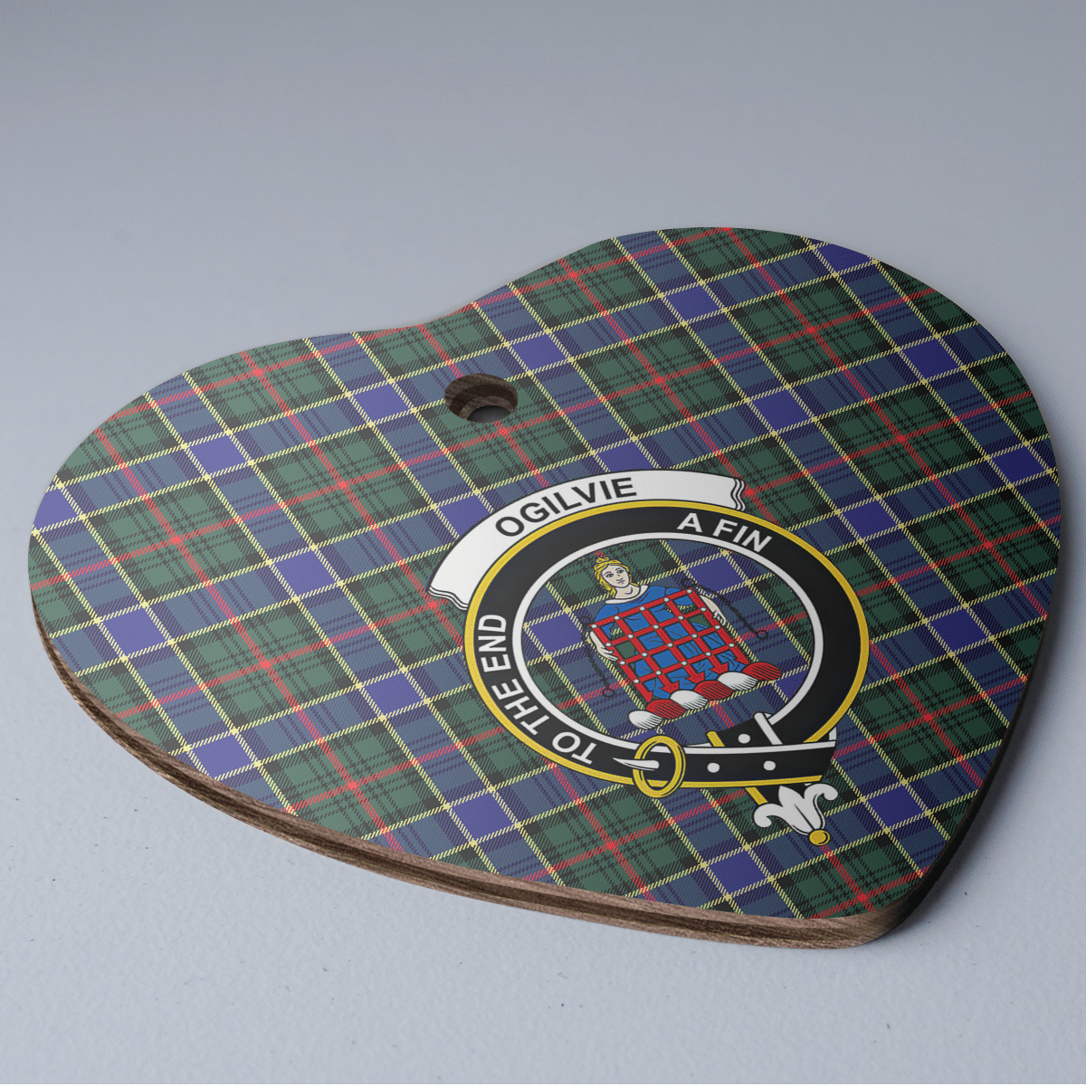 Clan Ogilvie Hunting Modern Tartan Crest Heart Ceramic Ornament EW72 Ogilvie Hunting Modern Tartan Tartan Christmas   