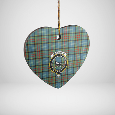 Clan Walkinshaw Tartan Crest Heart Ceramic Ornament