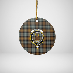 Clan Gordon Weathered Tartan Crest Round Ceramic Ornament CZ69 Gordon Weathered Tartan Tartan Christmas   