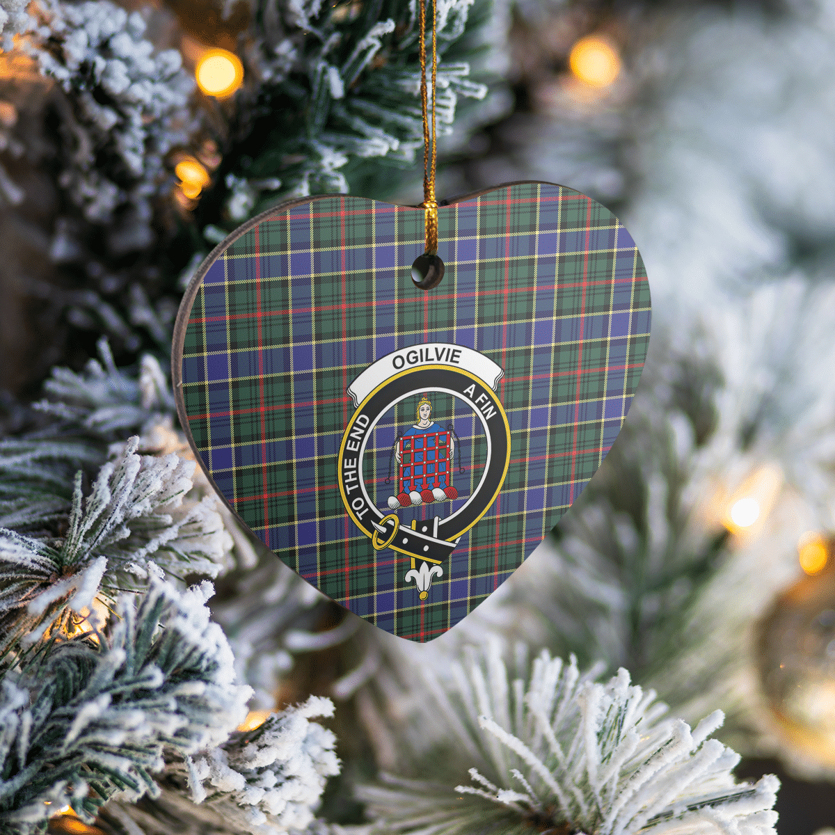 Clan Ogilvie Hunting Modern Tartan Crest Heart Ceramic Ornament EW72 Ogilvie Hunting Modern Tartan Tartan Christmas   