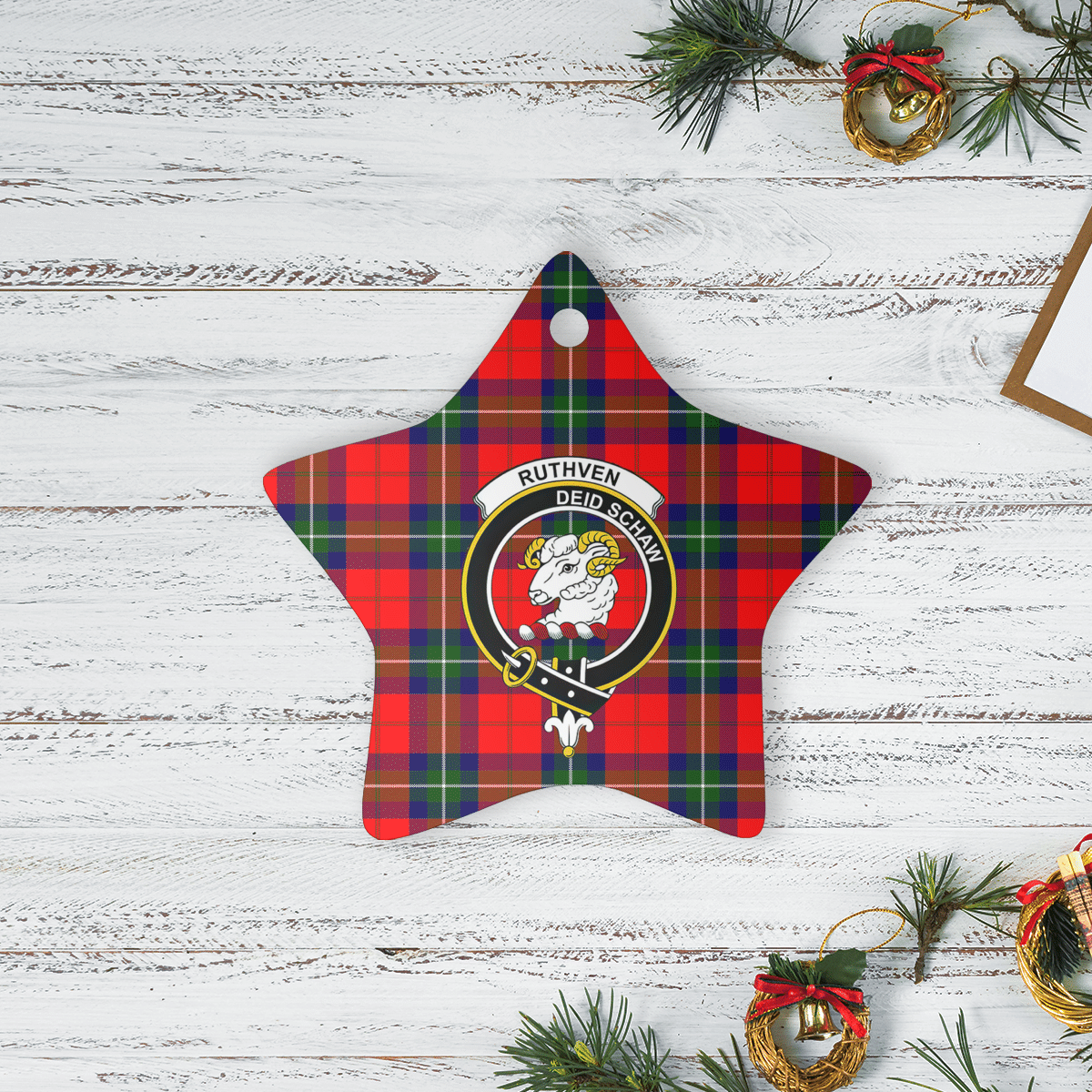 Clan Ruthven Modern Tartan Crest Star Ceramic Ornament HB19 Ruthven Modern Tartan Tartan Christmas   
