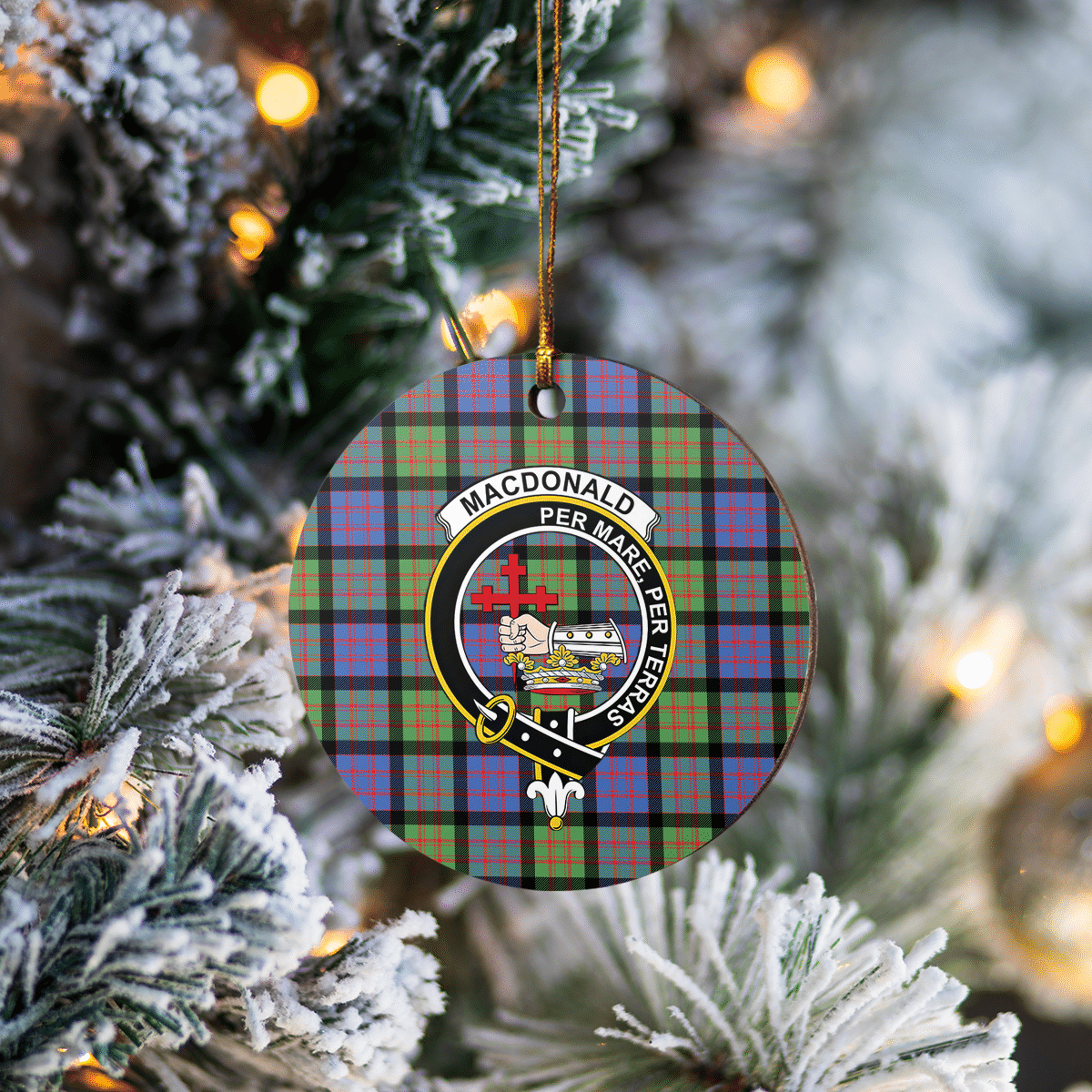 Clan MacDonald Ancient Tartan Crest Round Ceramic Ornament NC99 MacDonald Ancient Tartan Tartan Christmas   
