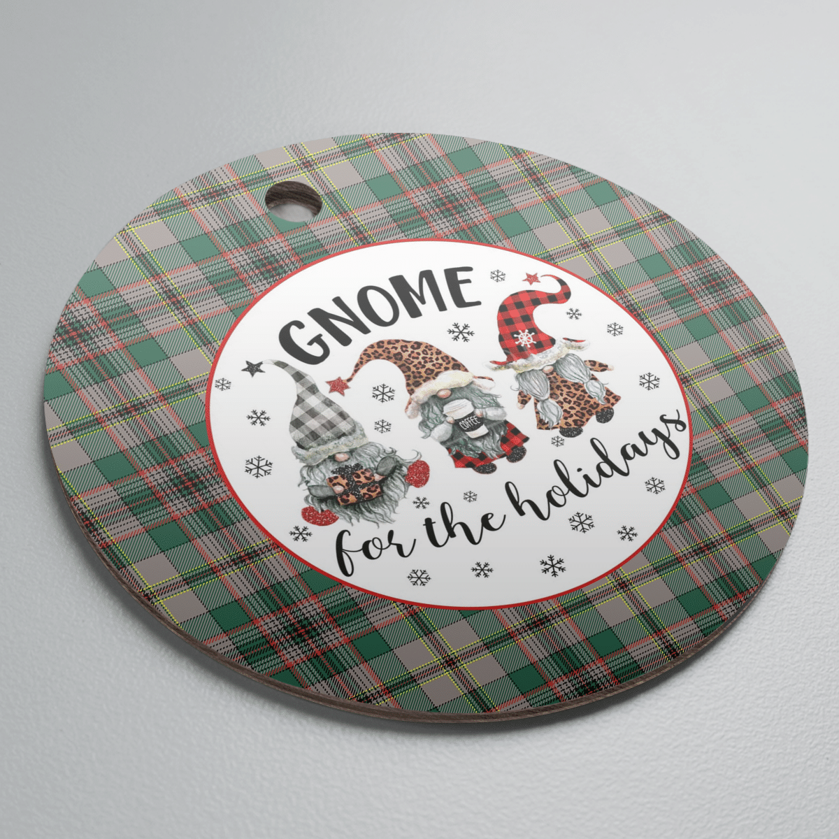 Clan Craig Ancient Tartan Tartan Crest Gnome Round Ceramic Ornament XY91 Craig Ancient Tartan Tartan Christmas   