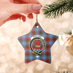 Clan Pentland (Edinburgh) Tartan Crest Star Ceramic Ornament DE79 Pentland (Edinburgh) Tartan Tartan Christmas   