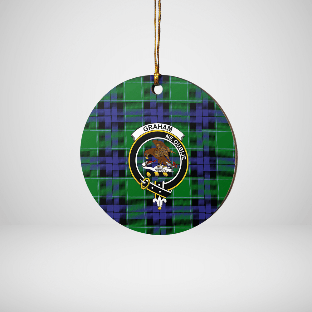 Clan Graham of Menteith Modern Tartan Crest Round Ceramic Ornament RN60 Graham of Menteith Modern Tartan Tartan Christmas   