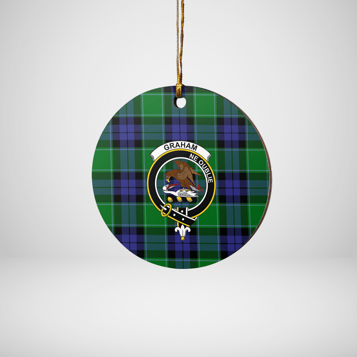 Clan Graham of Menteith Modern Tartan Crest Round Ceramic Ornament RN60 Graham of Menteith Modern Tartan Tartan Christmas   