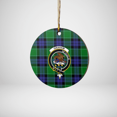 Clan Graham of Menteith Modern Tartan Crest Round Ceramic Ornament RN60 Graham of Menteith Modern Tartan Tartan Christmas   
