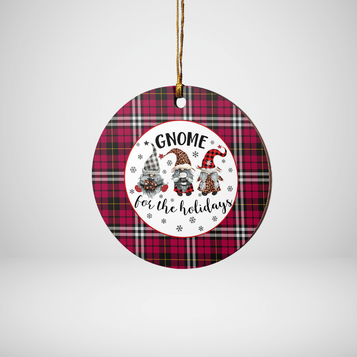 Clan Little Tartan Tartan Crest Gnome Round Ceramic Ornament UH50 Little Tartan Tartan Christmas   