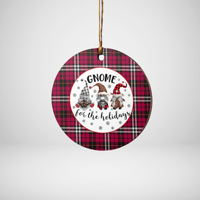Clan Little Tartan Tartan Crest Gnome Round Ceramic Ornament