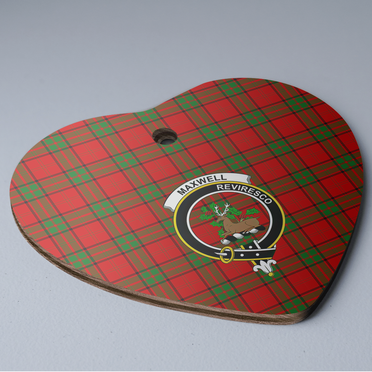 Clan Maxwell Tartan Crest Heart Ceramic Ornament ZN42 Maxwell Tartan Tartan Christmas   