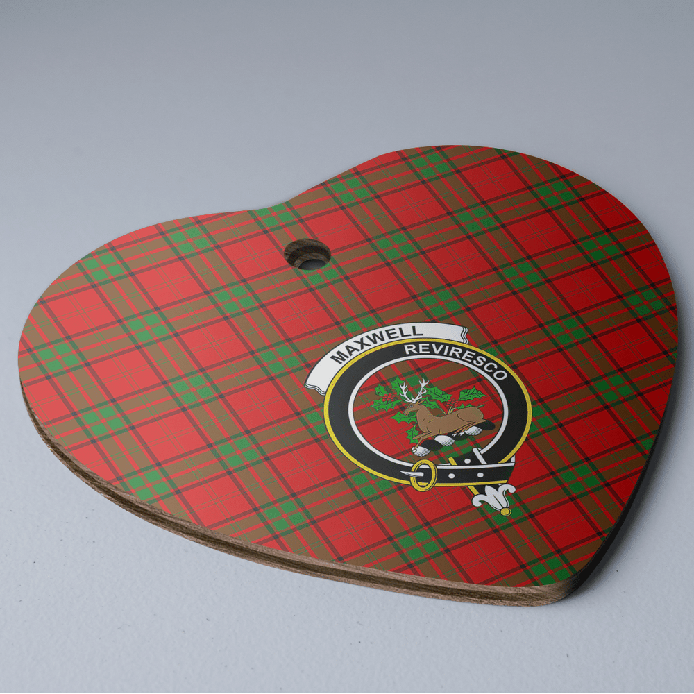 Clan Maxwell Tartan Crest Heart Ceramic Ornament ZN42 Maxwell Tartan Tartan Christmas   