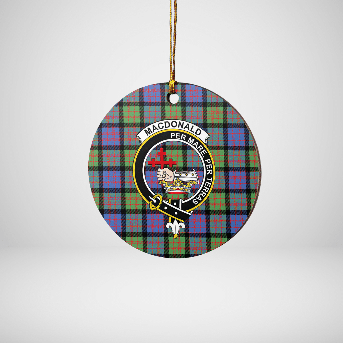 Clan MacDonald Ancient Tartan Crest Round Ceramic Ornament NC99 MacDonald Ancient Tartan Tartan Christmas   