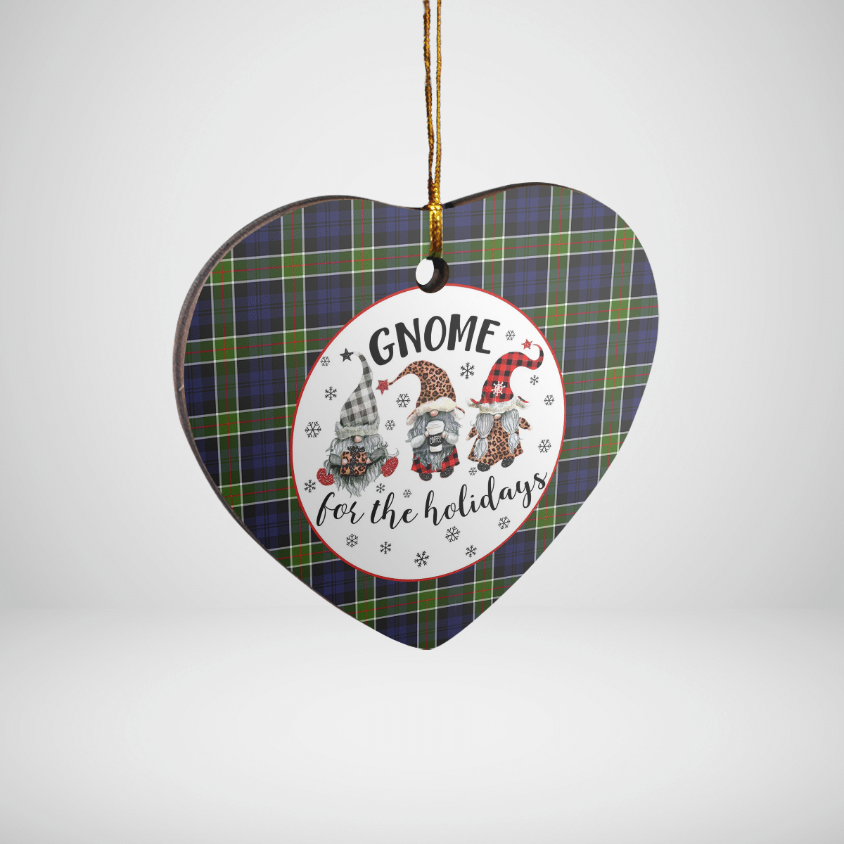 Clan Colquhoun Tartan Tartan Crest Gnome Heart Ceramic Ornament NE71 Colquhoun Tartan Tartan Christmas   