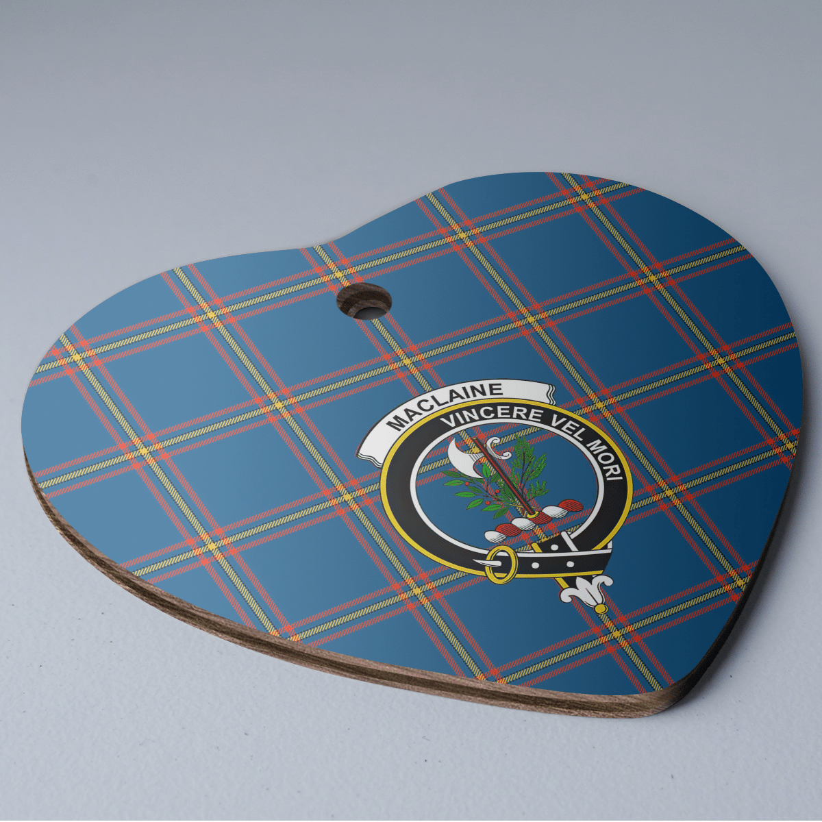 Clan MacLaine of Loch Buie Hunting Ancient Tartan Crest Heart Ceramic Ornament OD27 MacLaine of Loch Buie Hunting Ancient Tartan Tartan Christmas   