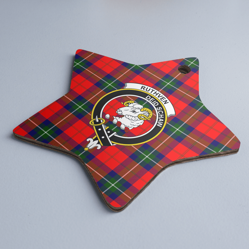 Clan Ruthven Modern Tartan Crest Star Ceramic Ornament HB19 Ruthven Modern Tartan Tartan Christmas   