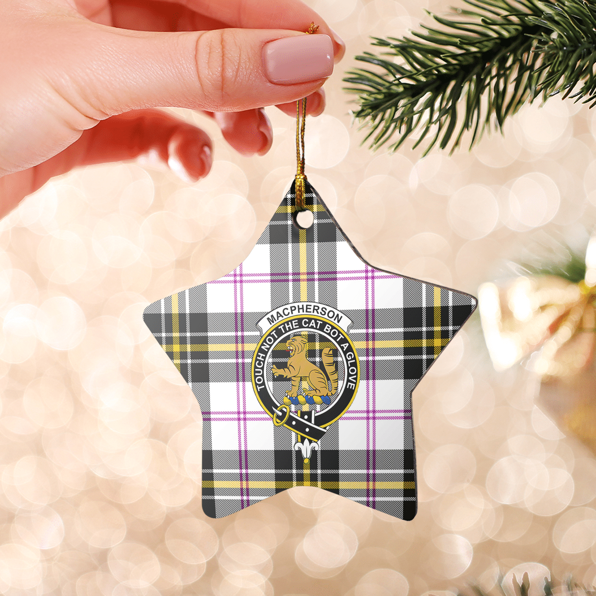 Clan MacPherson Dress Modern Tartan Crest Star Ceramic Ornament YF97 MacPherson Dress Modern Tartan Tartan Christmas   