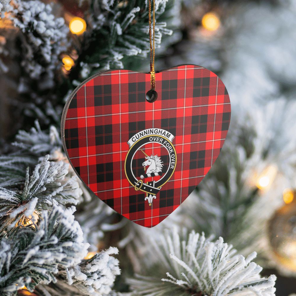 Clan Cunningham Modern Tartan Crest Heart Ceramic Ornament AR20 Cunningham Modern Tartan Tartan Christmas   