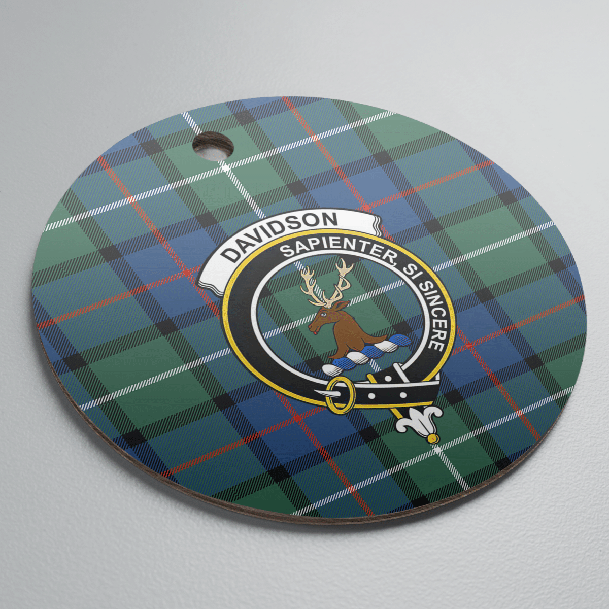 Clan Davidson of Tulloch Tartan Crest Round Ceramic Ornament UD29 Davidson of Tulloch Tartan Tartan Christmas   