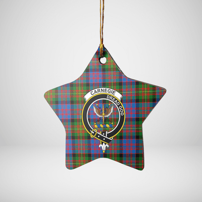 Clan Carnegie Ancient Tartan Crest Star Ceramic Ornament IT40