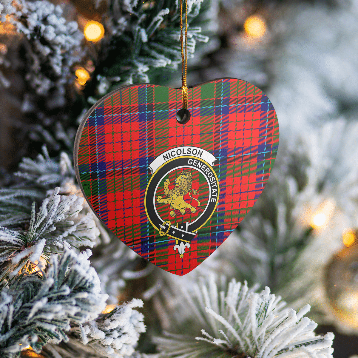 Clan Nicolson Modern Tartan Crest Heart Ceramic Ornament YX24 Nicolson Modern Tartan Tartan Christmas   