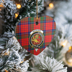 Clan Nicolson Modern Tartan Crest Heart Ceramic Ornament YX24 Nicolson Modern Tartan Tartan Christmas   