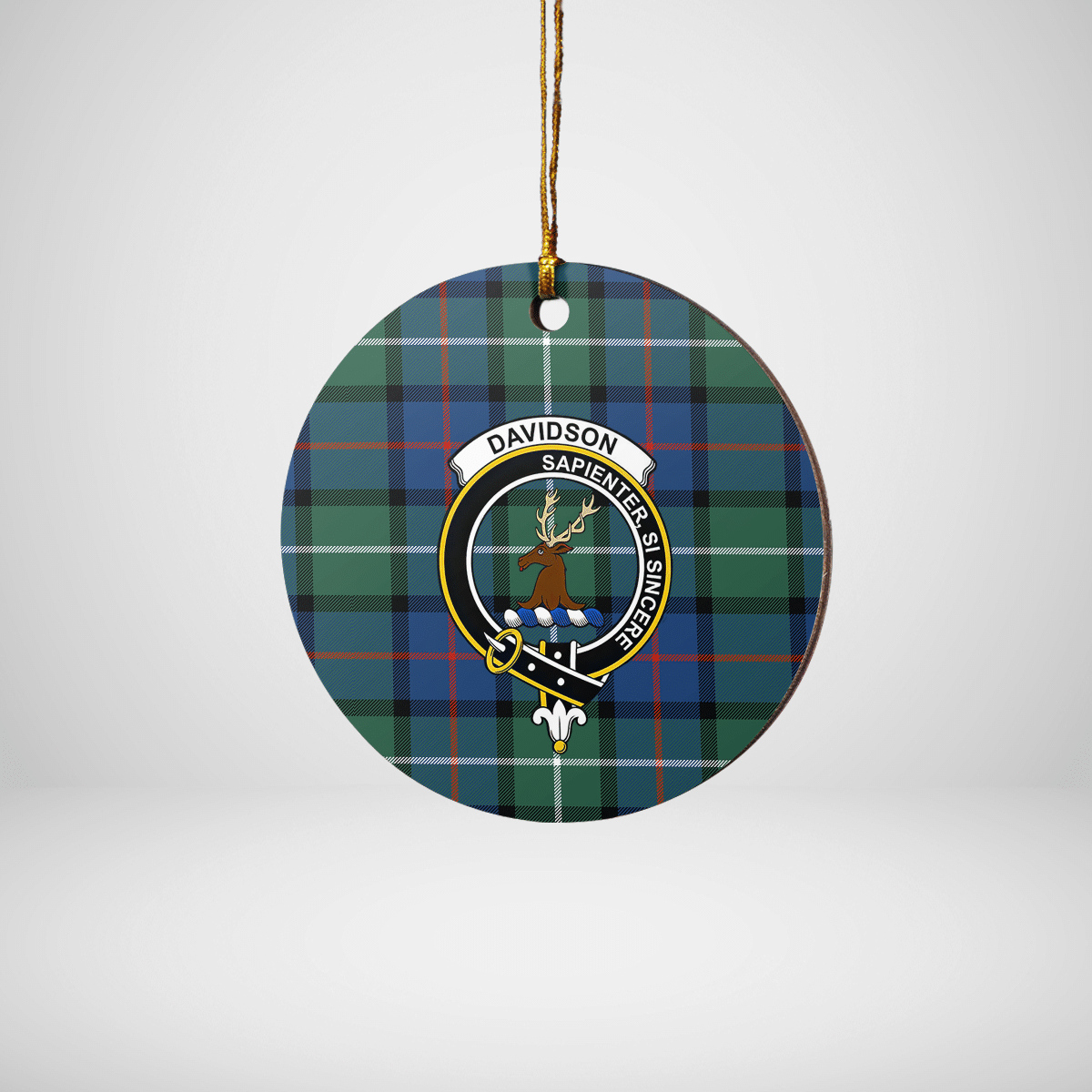 Clan Davidson of Tulloch Tartan Crest Round Ceramic Ornament UD29 Davidson of Tulloch Tartan Tartan Christmas   