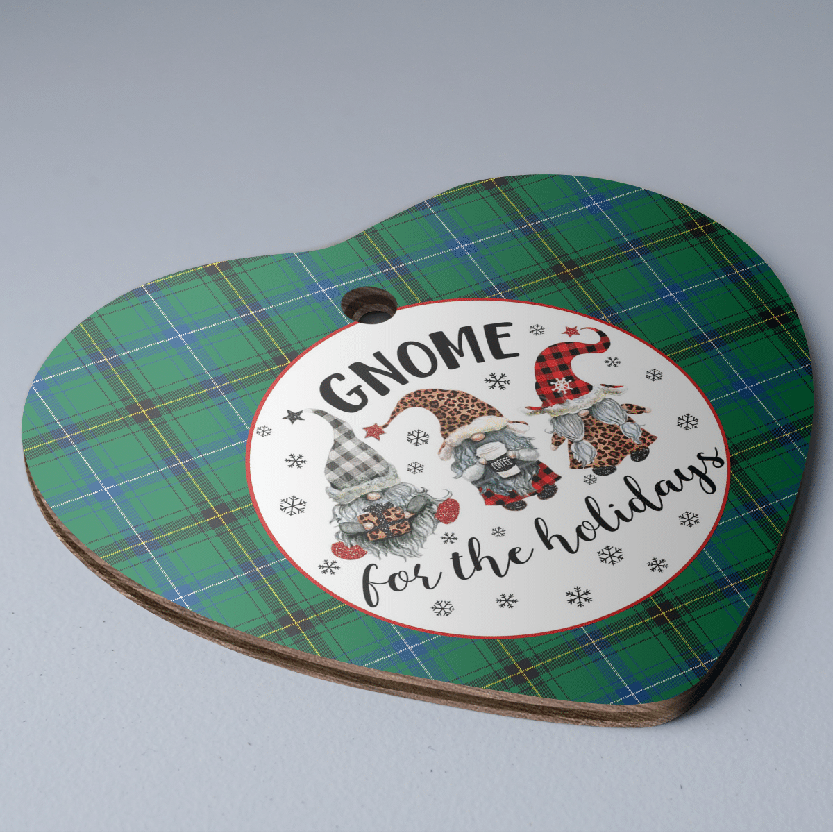 Clan Henderson Ancient Tartan Tartan Crest Gnome Heart Ceramic Ornament BT61 Henderson Ancient Tartan Tartan Christmas   