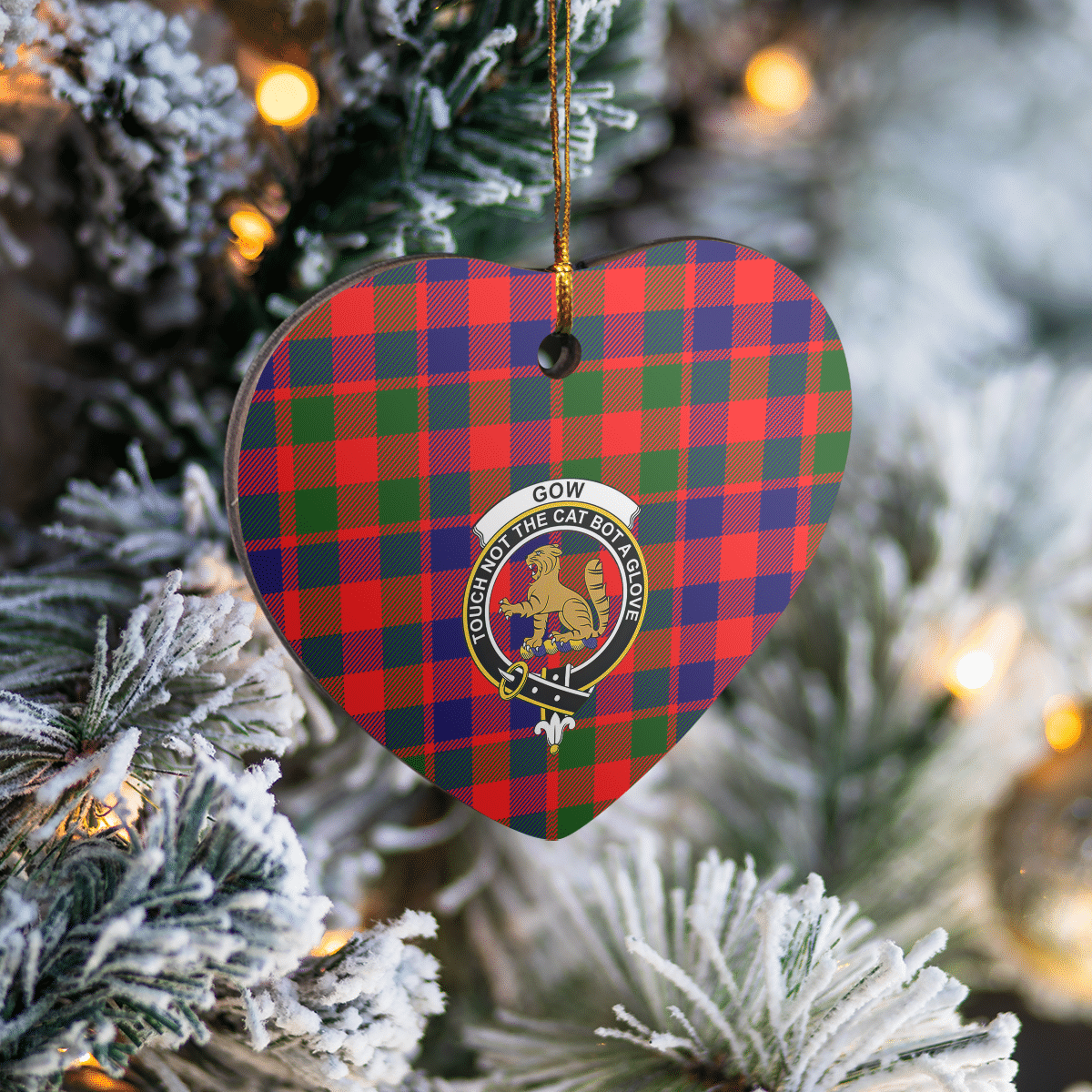 Clan Gow Modern Tartan Crest Heart Ceramic Ornament NF89 Gow Modern Tartan Tartan Christmas   