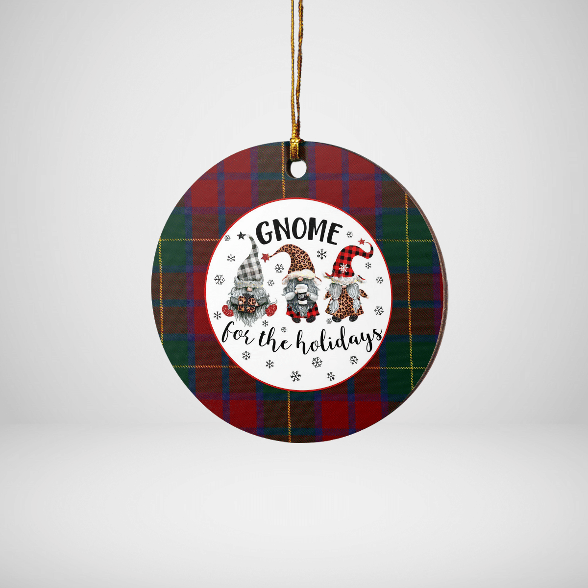 Clan McCarthy Tartan Tartan Crest Gnome Round Ceramic Ornament VT79 McCarthy Tartan Tartan Christmas   