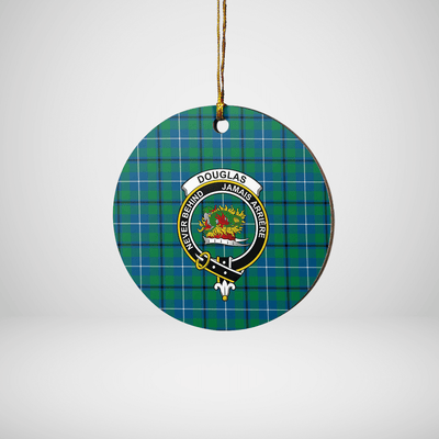 Clan Douglas Ancient Tartan Crest Round Ceramic Ornament