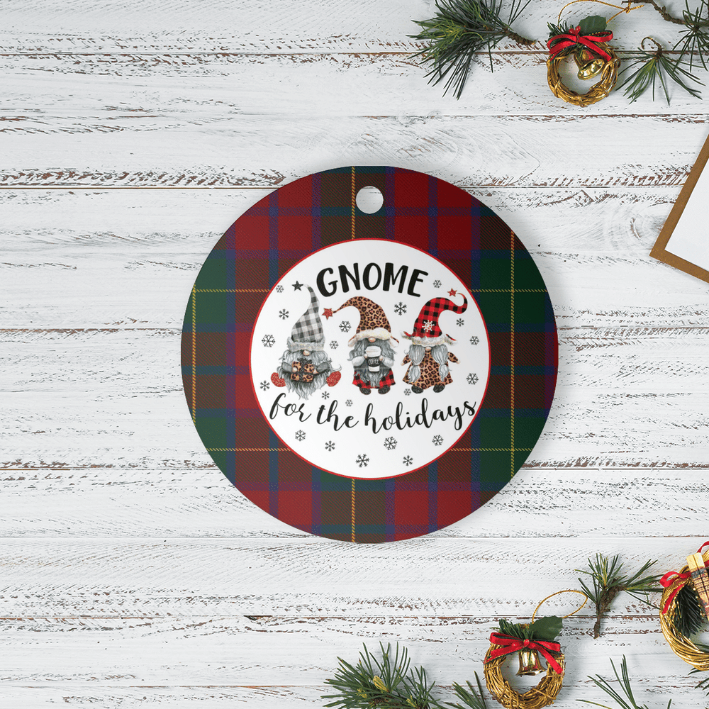 Clan McCarthy Tartan Tartan Crest Gnome Round Ceramic Ornament VT79 McCarthy Tartan Tartan Christmas   