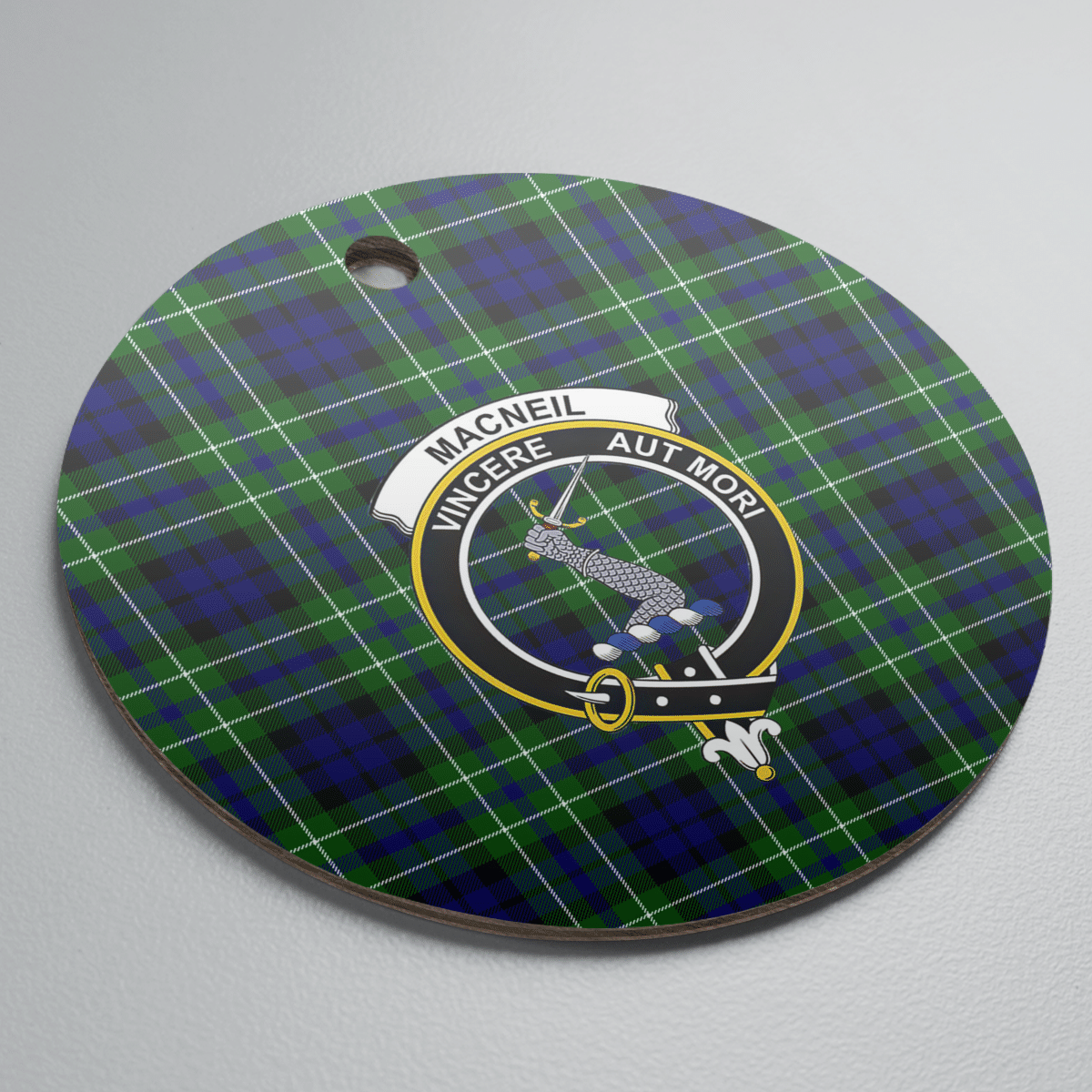 Clan MacNeil (of Colonsay) Tartan Crest Round Ceramic Ornament AZ43 MacNeil (of Colonsay) Tartan Tartan Christmas   