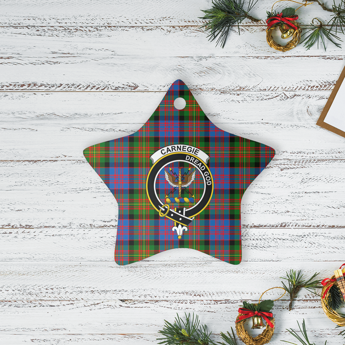 Clan Carnegie Ancient Tartan Crest Star Ceramic Ornament IT40 Carnegie Ancient Tartan Tartan Christmas   
