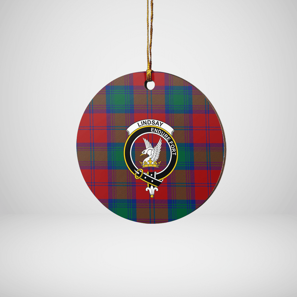 Clan Lindsay Modern Tartan Crest Round Ceramic Ornament EX84 Lindsay Modern Tartan Tartan Christmas   