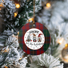 Clan McCarthy Tartan Tartan Crest Gnome Round Ceramic Ornament VT79 McCarthy Tartan Tartan Christmas   