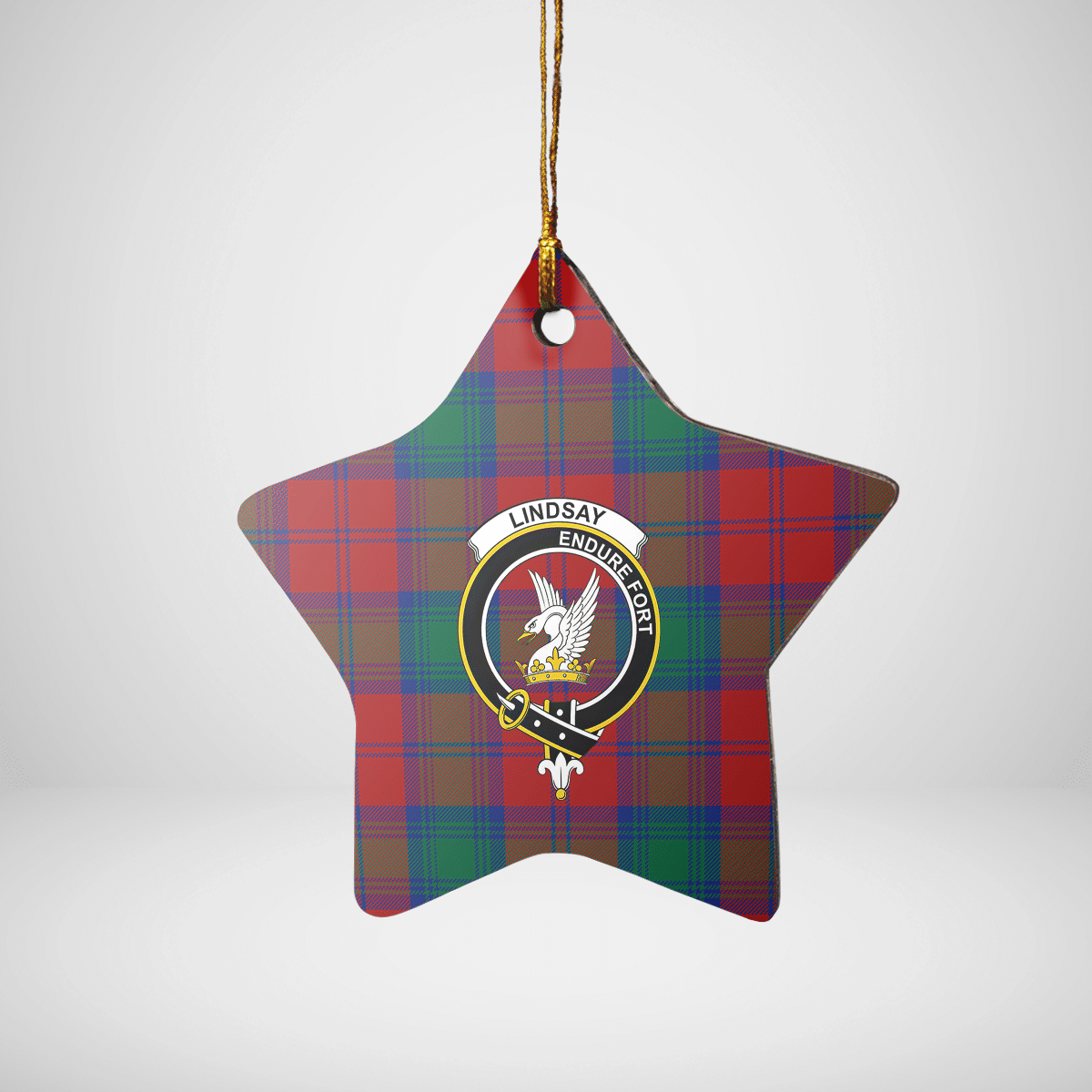 Clan Lindsay Modern Tartan Crest Star Ceramic Ornament SP60 Lindsay Modern Tartan Tartan Christmas   