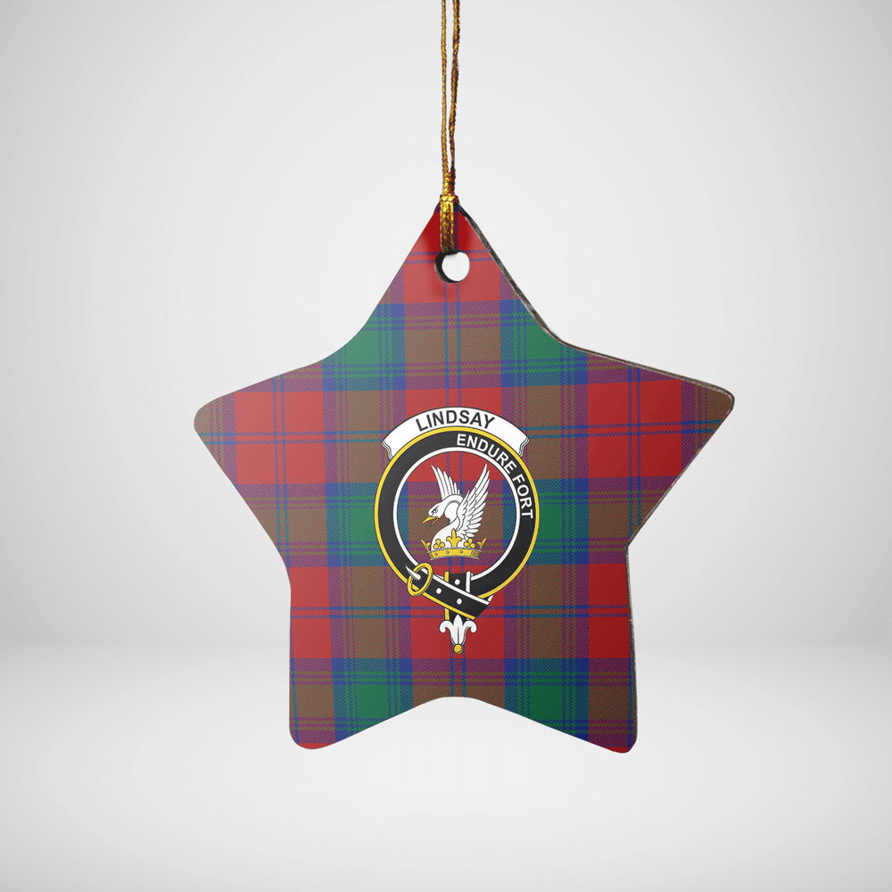 Clan Lindsay Modern Tartan Crest Star Ceramic Ornament SP60 Lindsay Modern Tartan Tartan Christmas   