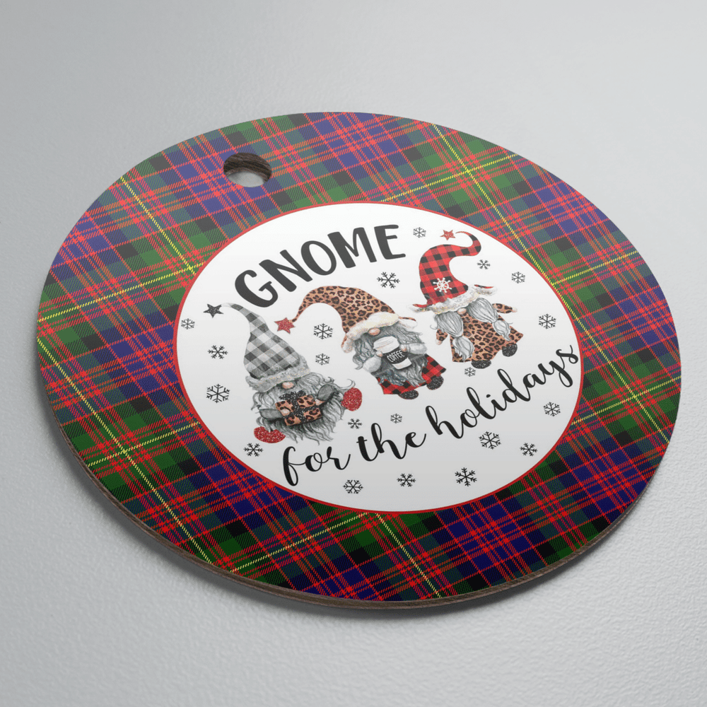 Clan Carnegie Modern Tartan Tartan Crest Gnome Round Ceramic Ornament QU14 Carnegie Modern Tartan Tartan Christmas   