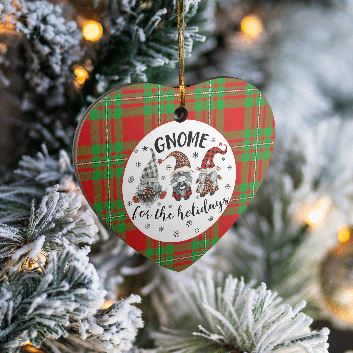 Clan MacGregor Modern Tartan Tartan Crest Gnome Heart Ceramic Ornament NG24 MacGregor Modern Tartan Tartan Christmas   