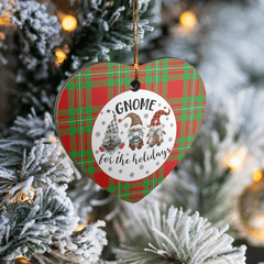 Clan MacGregor Modern Tartan Tartan Crest Gnome Heart Ceramic Ornament NG24 MacGregor Modern Tartan Tartan Christmas   
