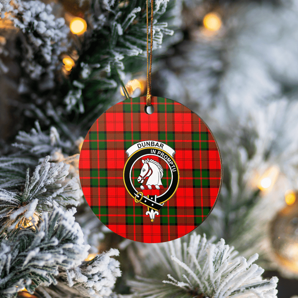 Clan Dunbar Modern Tartan Crest Round Ceramic Ornament HY21 Dunbar Modern Tartan Tartan Christmas   