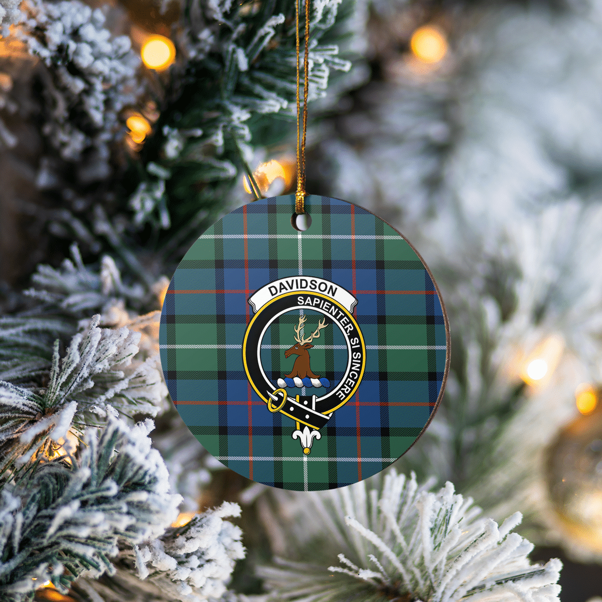 Clan Davidson of Tulloch Tartan Crest Round Ceramic Ornament UD29 Davidson of Tulloch Tartan Tartan Christmas   