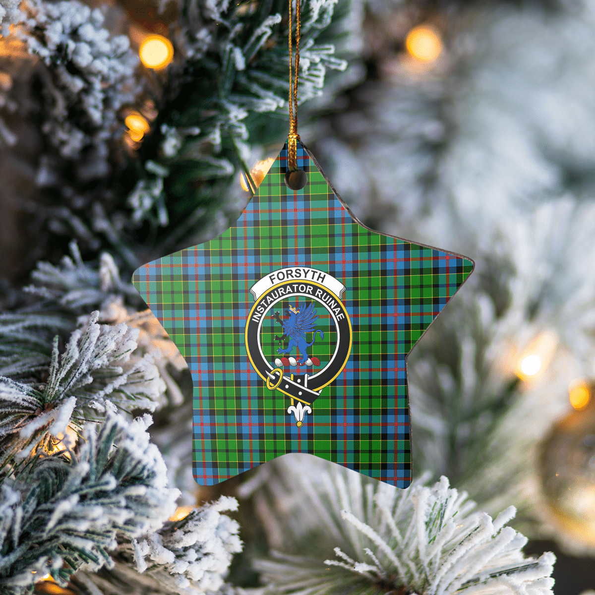Clan Forsyth Tartan Crest Star Ceramic Ornament NW67 Forsyth Tartan Tartan Christmas   
