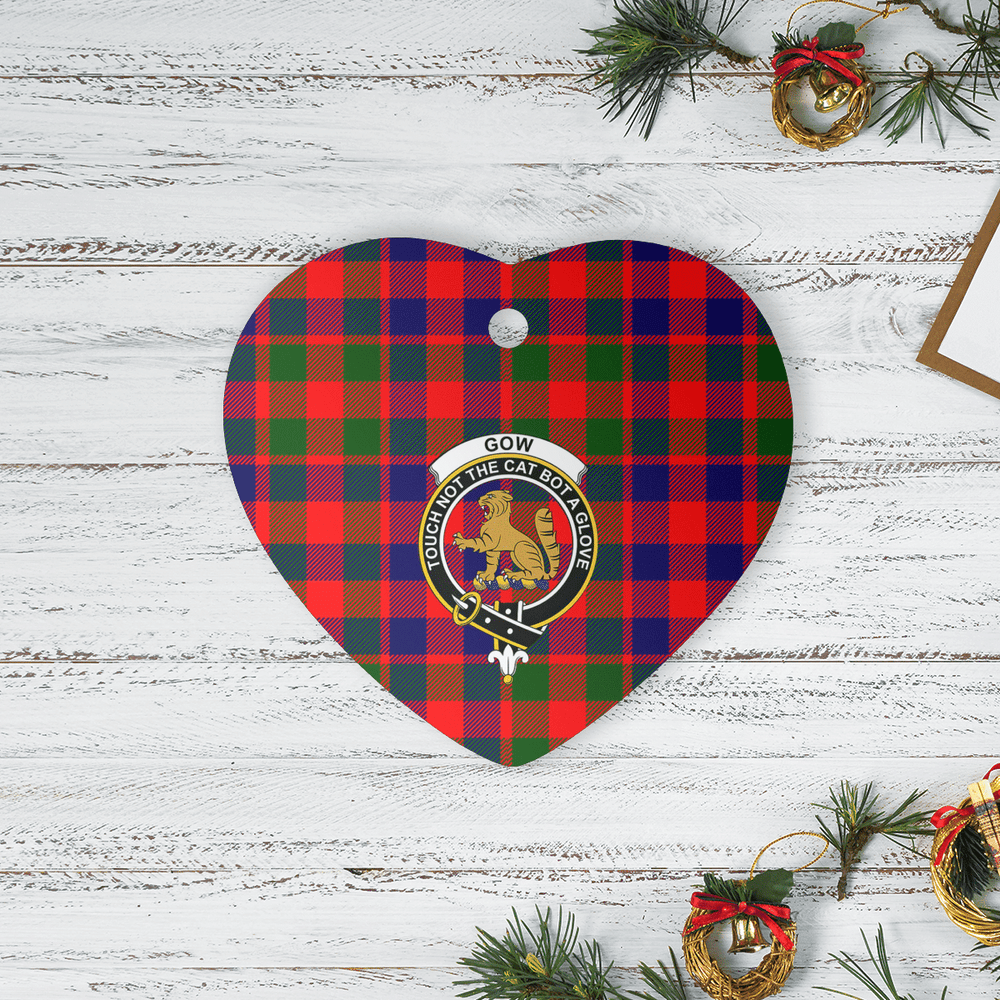 Clan Gow Modern Tartan Crest Heart Ceramic Ornament NF89 Gow Modern Tartan Tartan Christmas   