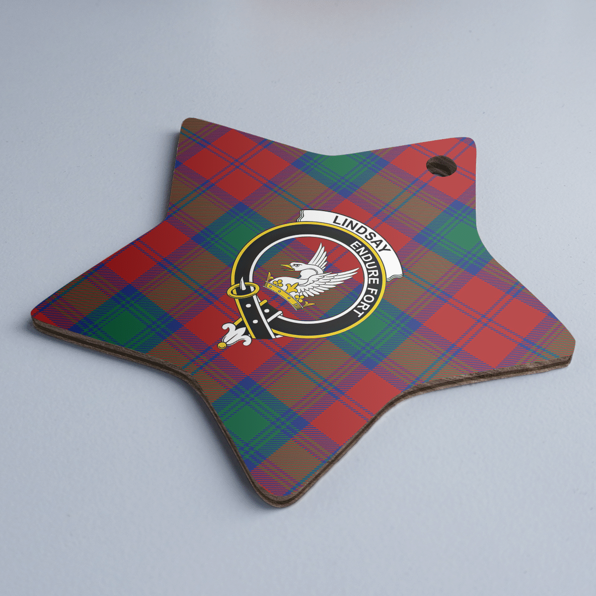 Clan Lindsay Modern Tartan Crest Star Ceramic Ornament SP60 Lindsay Modern Tartan Tartan Christmas   