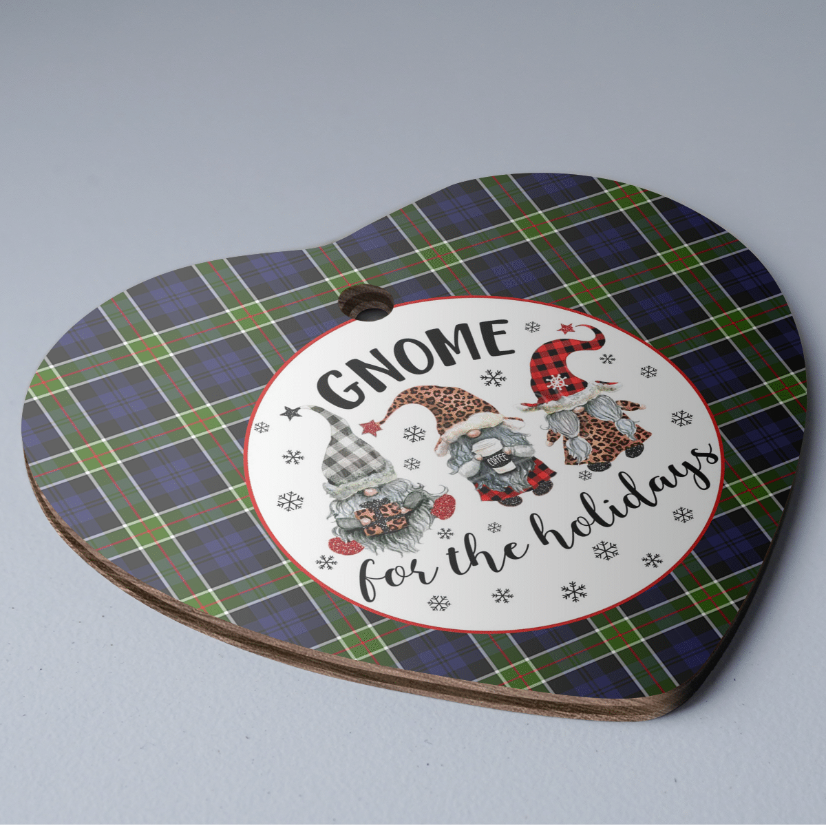 Clan Colquhoun Tartan Tartan Crest Gnome Heart Ceramic Ornament NE71 Colquhoun Tartan Tartan Christmas   