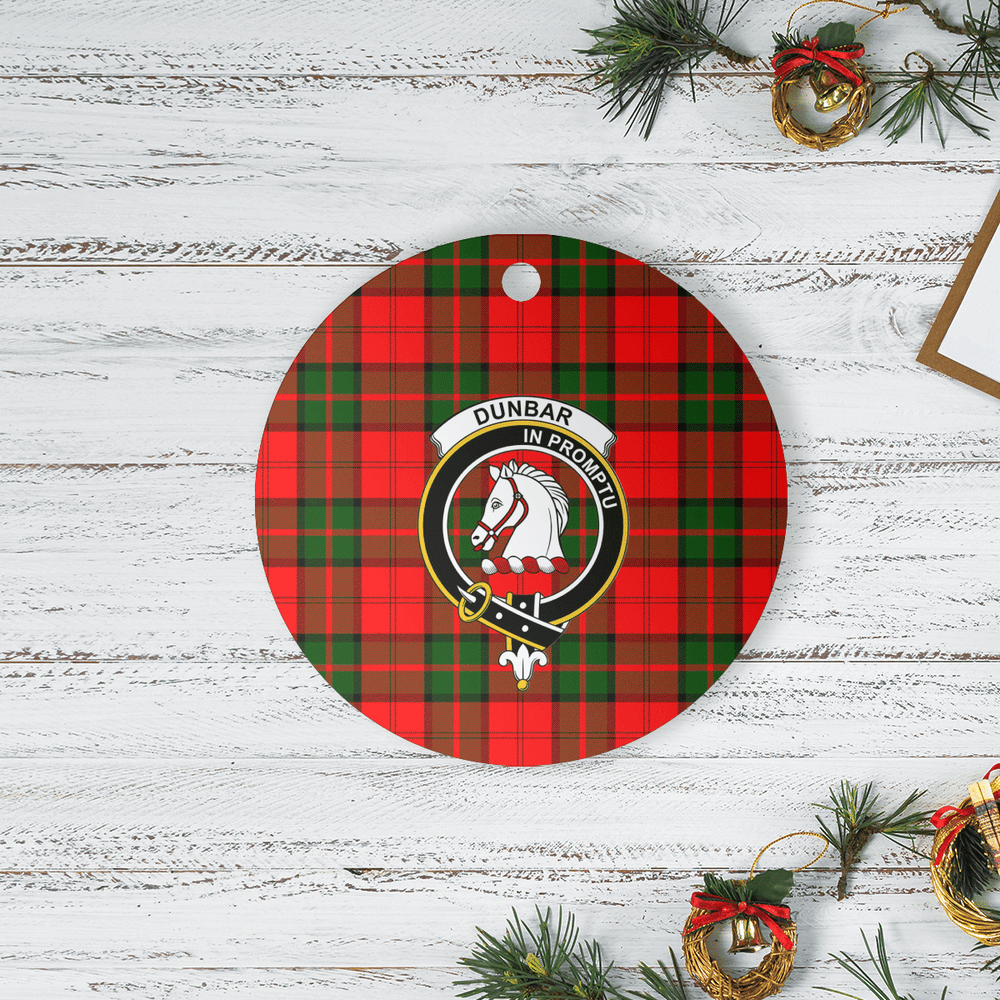 Clan Dunbar Modern Tartan Crest Round Ceramic Ornament HY21 Dunbar Modern Tartan Tartan Christmas   