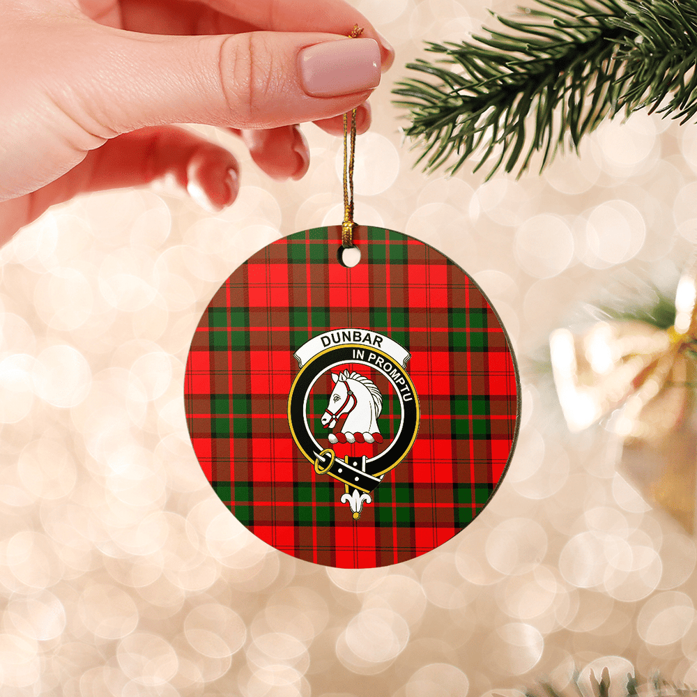 Clan Dunbar Modern Tartan Crest Round Ceramic Ornament HY21 Dunbar Modern Tartan Tartan Christmas   