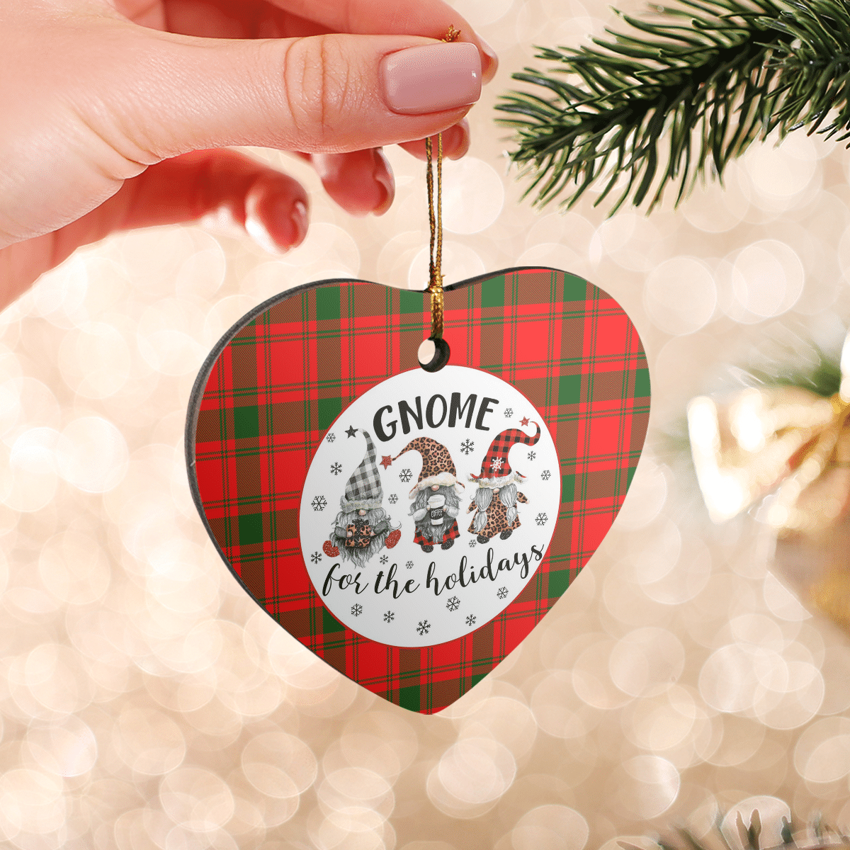 Clan MacQuarrie Modern Tartan Tartan Crest Gnome Heart Ceramic Ornament TD64 MacQuarrie Modern Tartan Tartan Christmas   